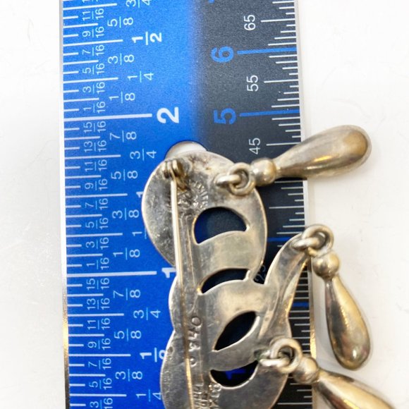 217 Vintage Margot de Taxco silver teardrop dangle pin / brooch, 5740 - Picture 7 of 7